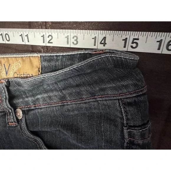 V Cristina Denim Capri Pants Y2K Women's Size 8 Embellished Rhinestone Details - Picture 4 of 7